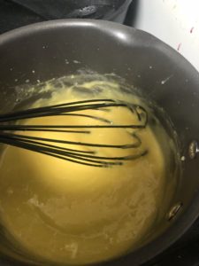 A custard mix in a pot, almost done!